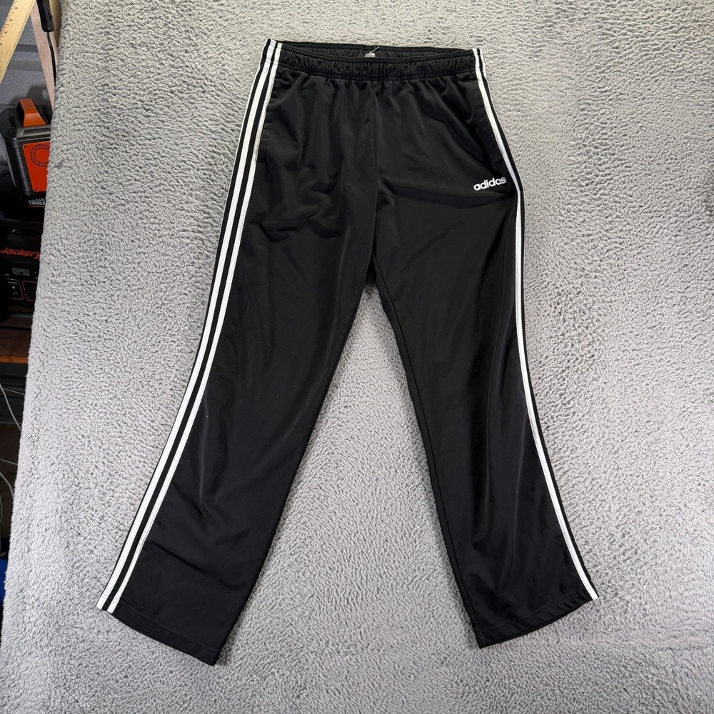Adidas Pant Mens XL Black Track Straight Running Training Performance 3-Stripes
